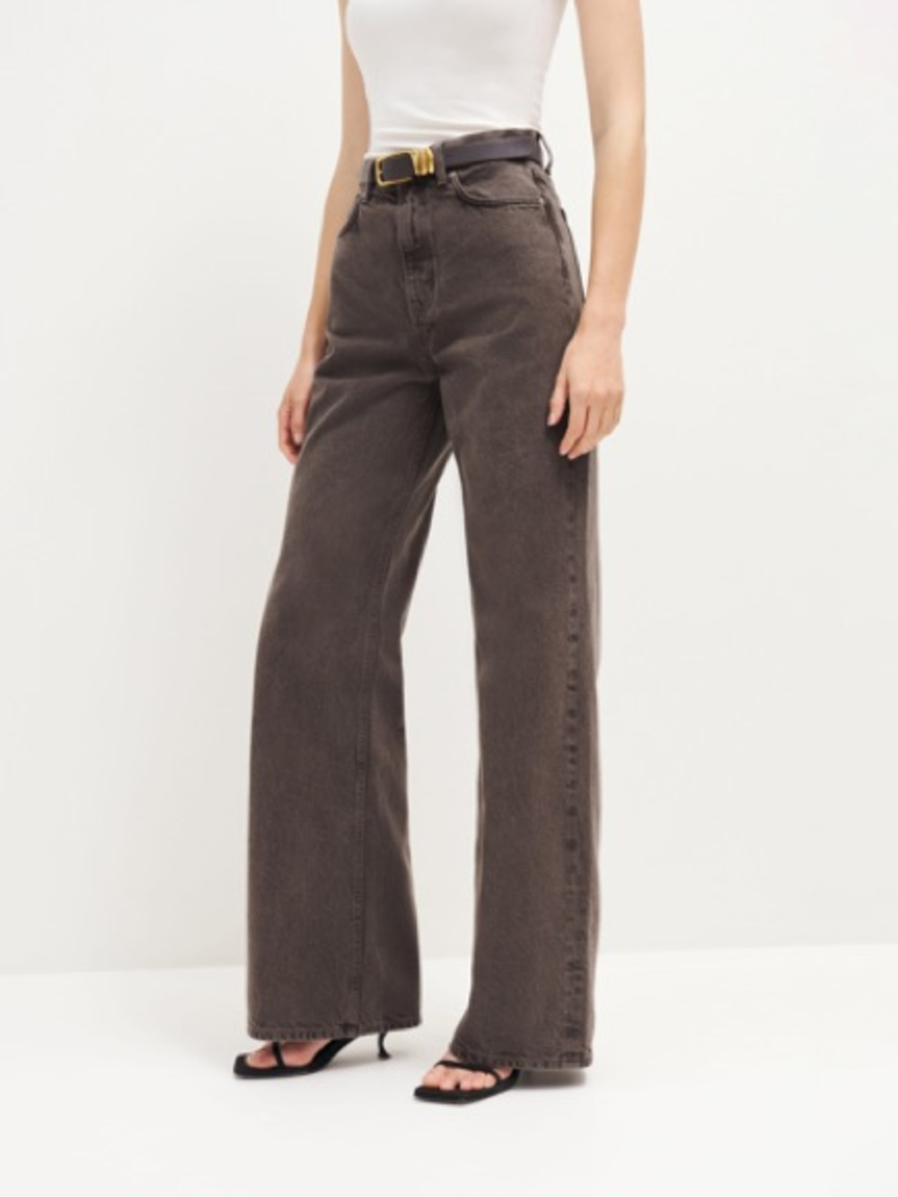 Reformation vintage brown Cary High Rise slouchy wide leg jeans sz 30